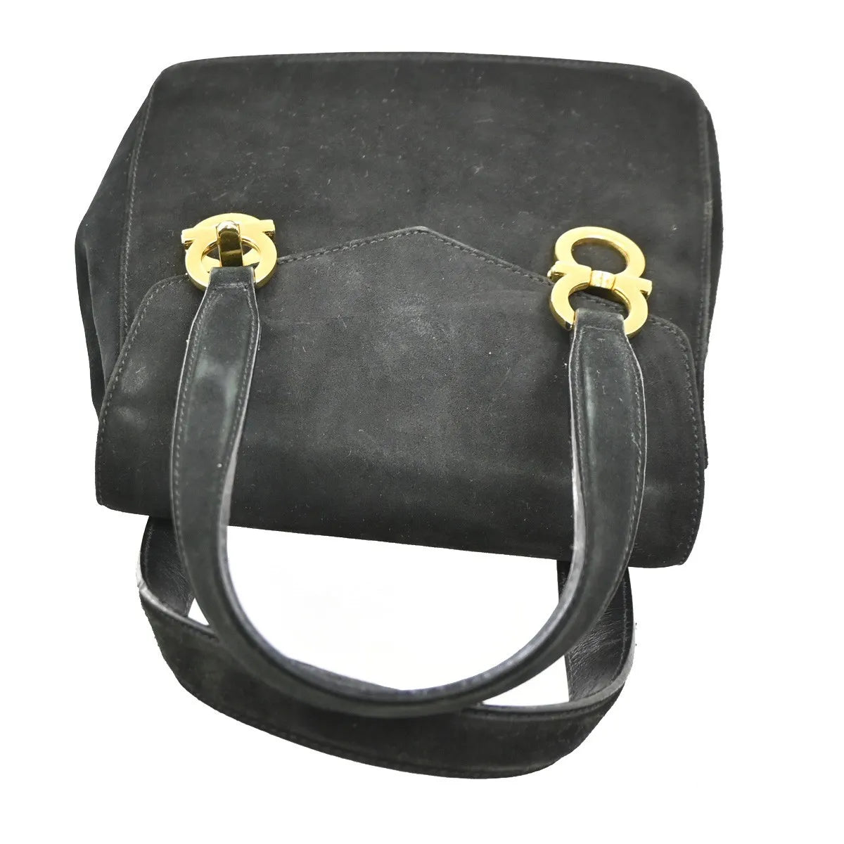 Salvatore Ferragamo Gancini Suede Black Suede Handbag (Pre-Owned)