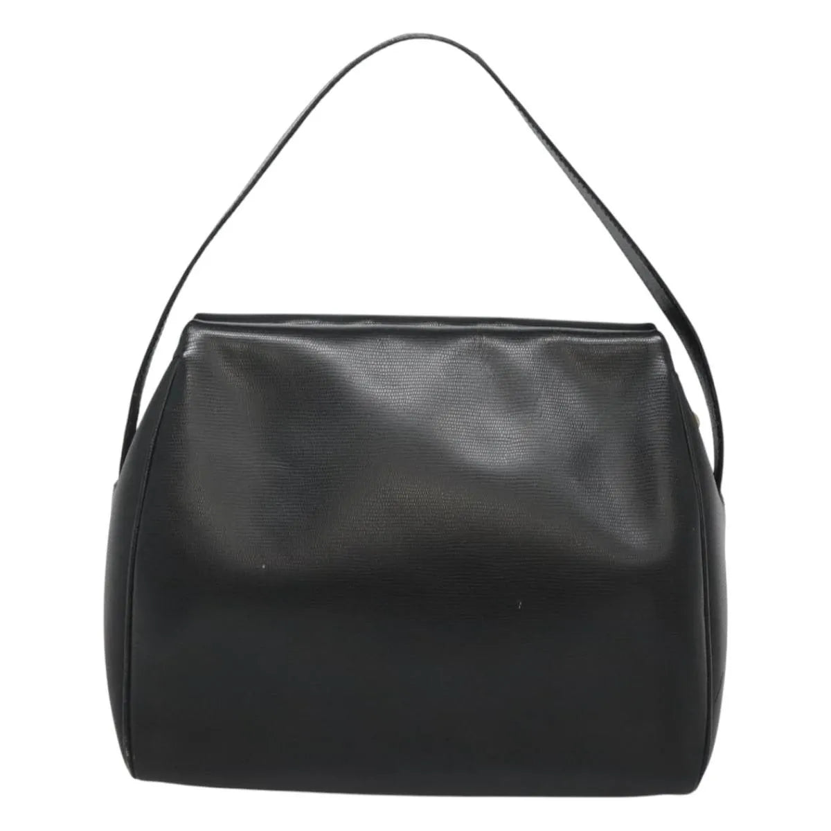 Celine Circle Logo Leather Black Leather Handbag (Pre-Owned)
