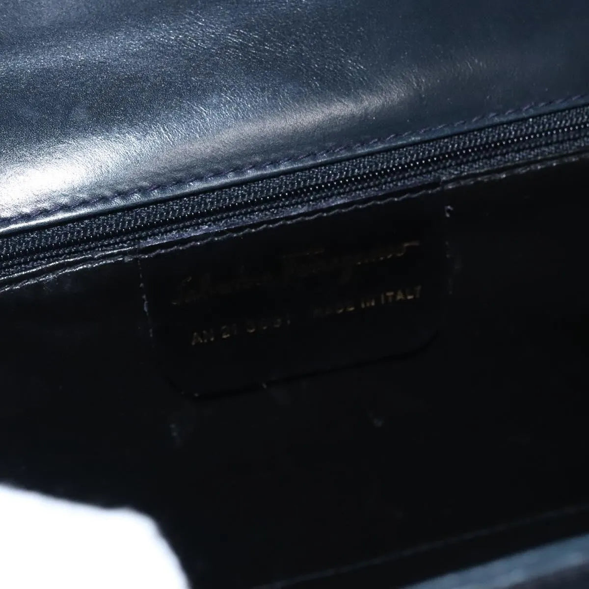 Salvatore Ferragamo Gancini Flap Leather Black Leather Shoulder Bag Bag (Pre-Owned)