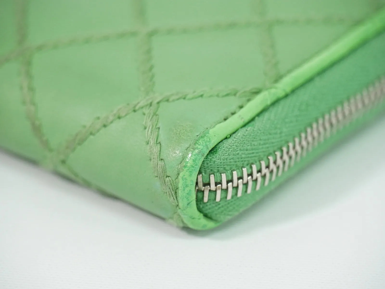 Chanel Wild Stitch Topics Wallet Lambskin Green Leather Wallets Accessory (Pre-Owned)