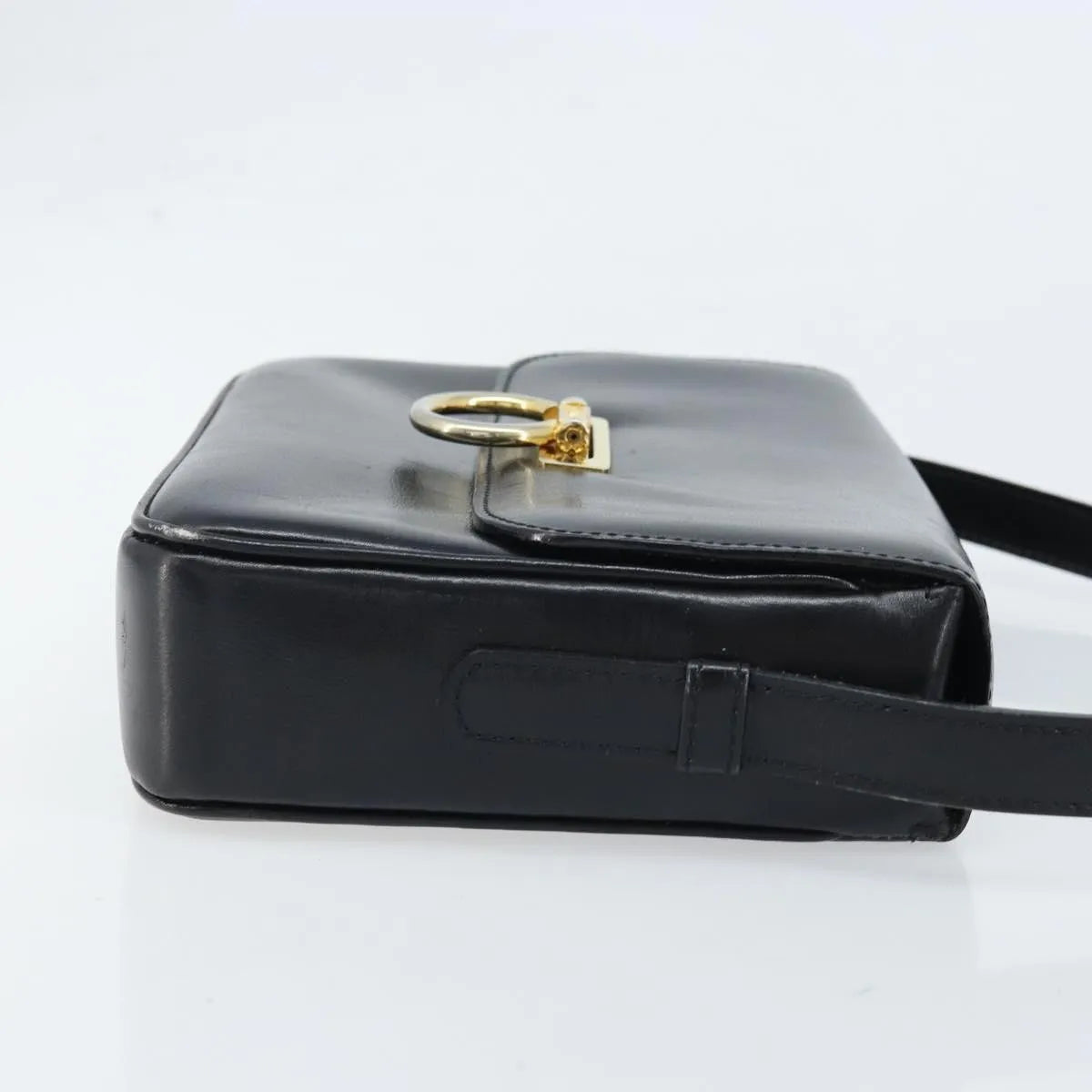 Celine Shoulder Leather Black Leather Shoulder Bag Bag (Pre-Owned)