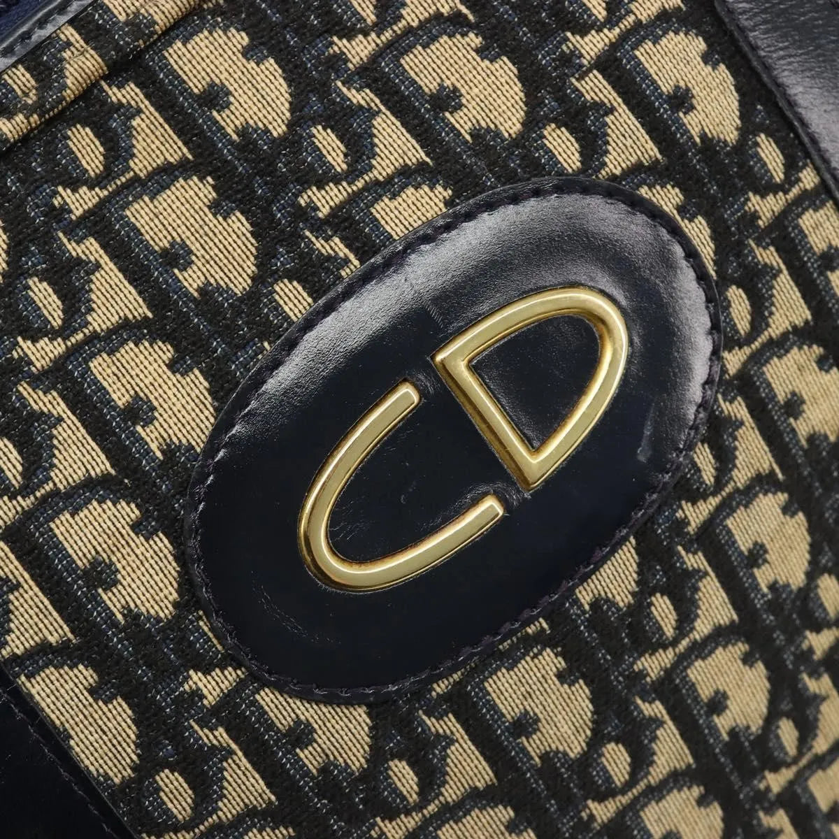Christian Dior Vintage Trotter Boston Diorissimo Canvas Navy Canvas Handbag (Pre-Owned)