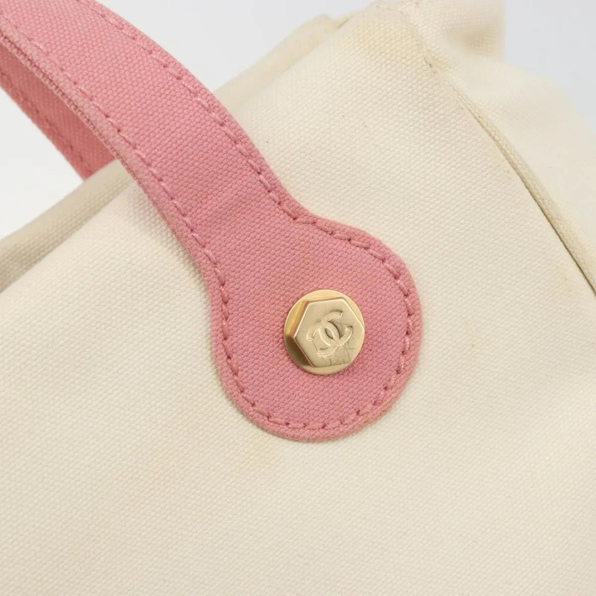 Chanel Vintage Cc Tote Canvas Beige Canvas Tote Bag Bag (Pre-Owned)