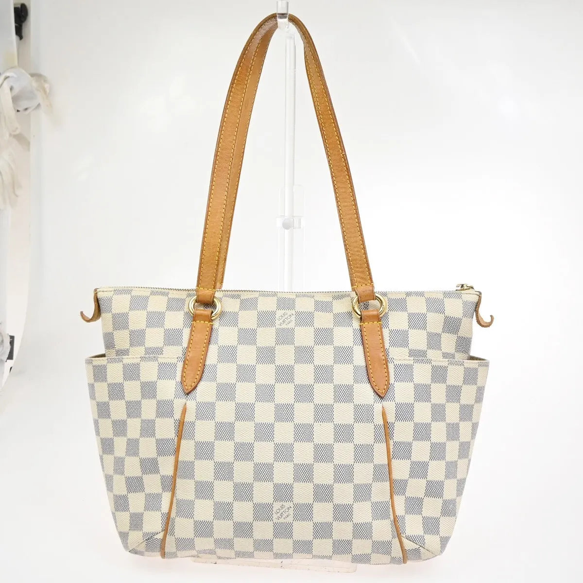 Louis Vuitton Totally Damier Azur White Canvas Shoulder Bag Bag (Pre-Owned)