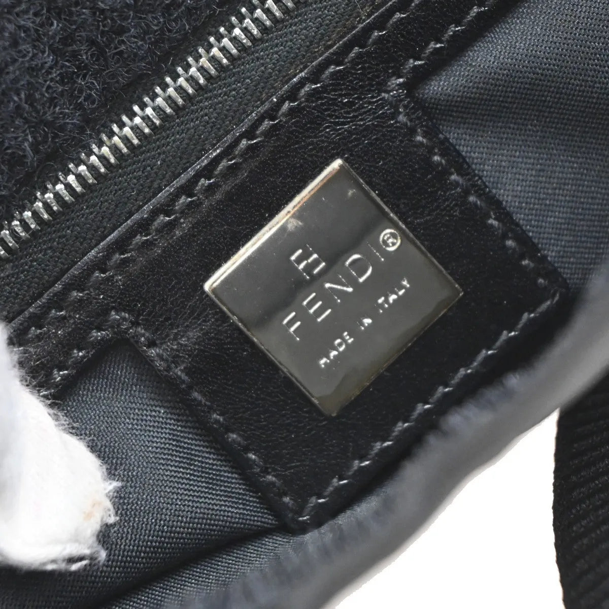 Fendi Logo Zucca Zucca Black Canvas Shoulder Bag Bag (Pre-Owned)