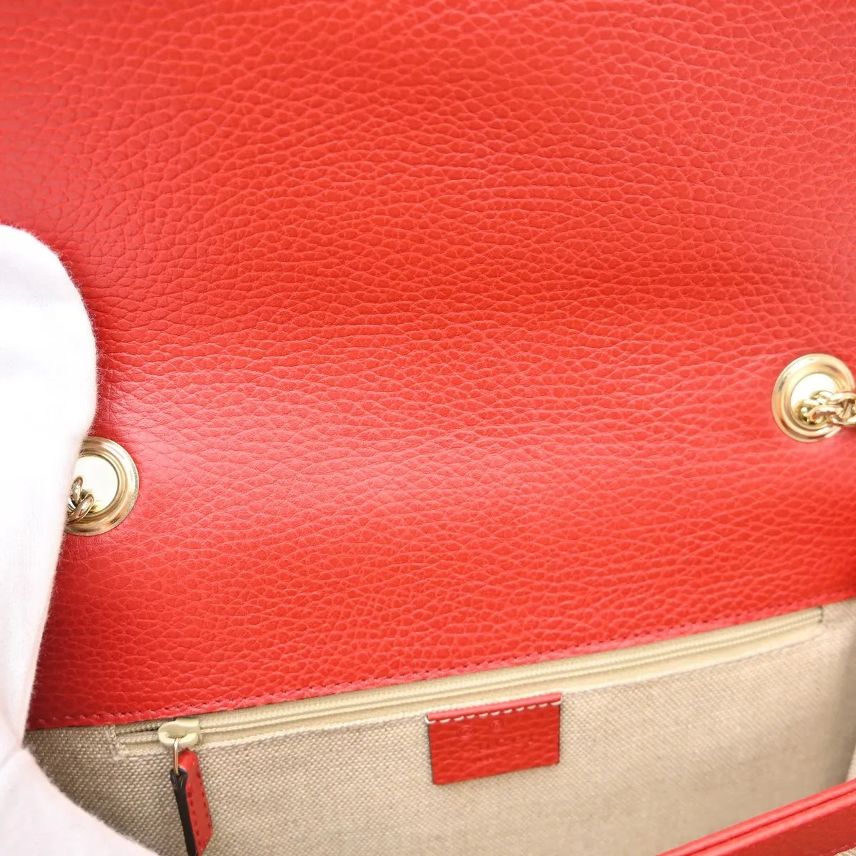 Gucci Interlocking Leather Red Leather Shoulder Bag Bag (Pre-Owned)