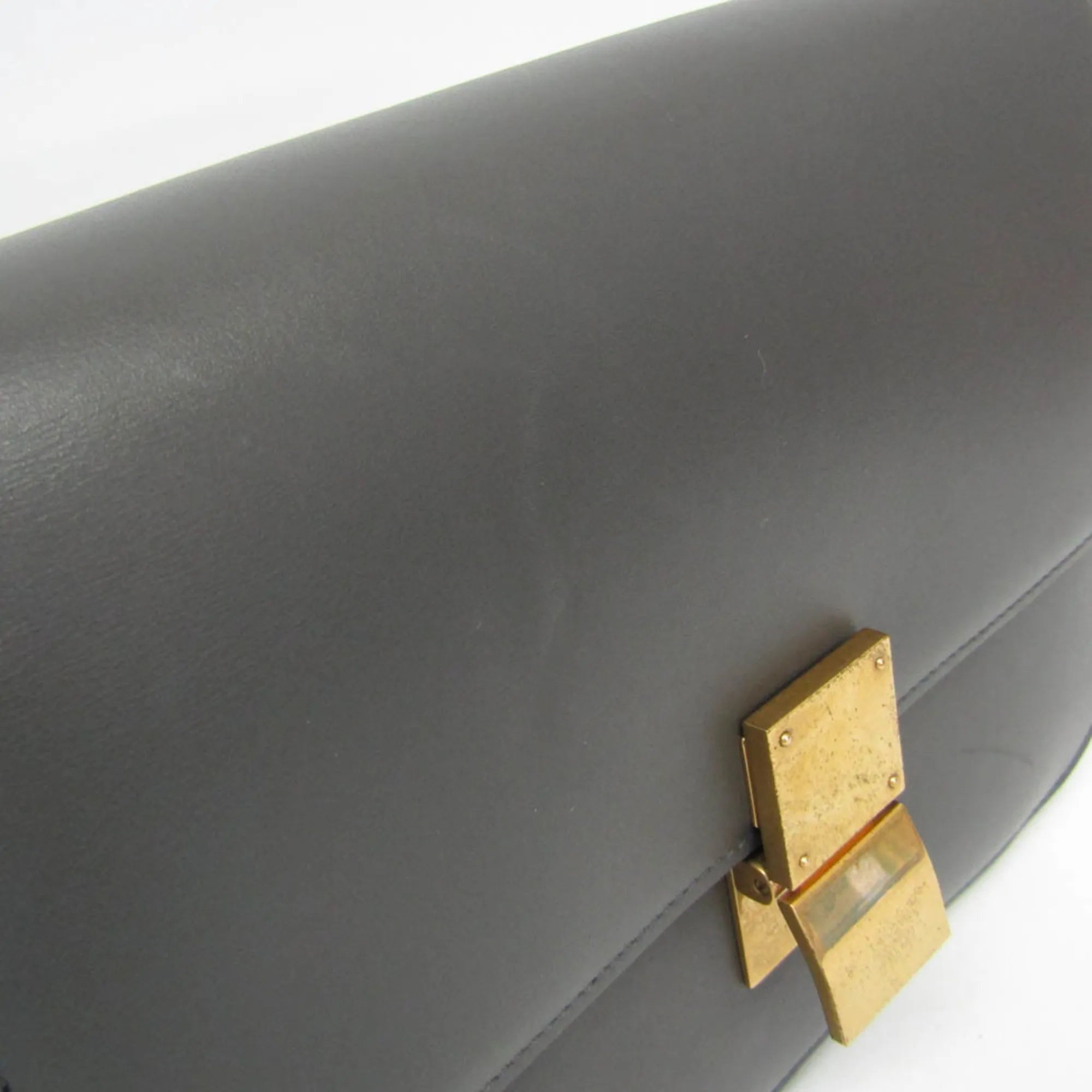 Celine Classic Box Bag Smooth Leather Gray Leather Shoulder Bag Bag (Pre-Owned)