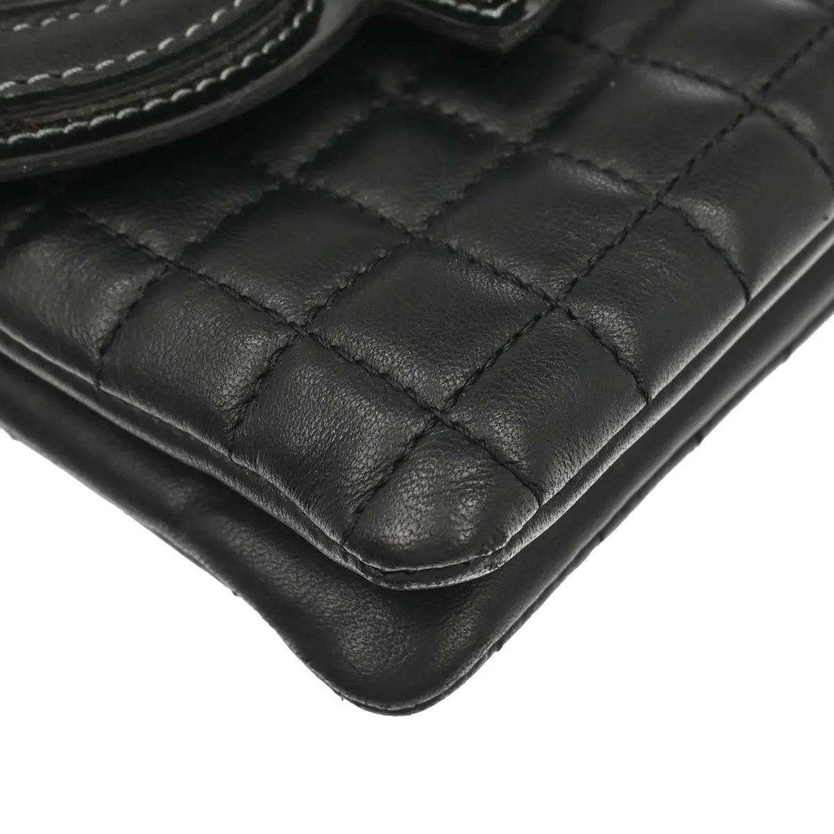 Chanel Camellia No.5 Chain Flap Quilted Lambskin Black Leather Shoulder Bag Bag (Pre-Owned)