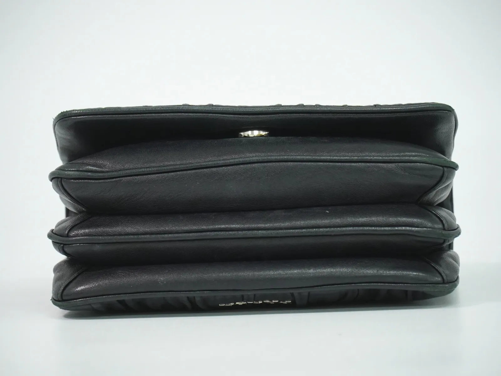 Prada Compartment Chain Flap Nappa Gaufre Black Leather Shoulder Bag Bag (Pre-Owned)