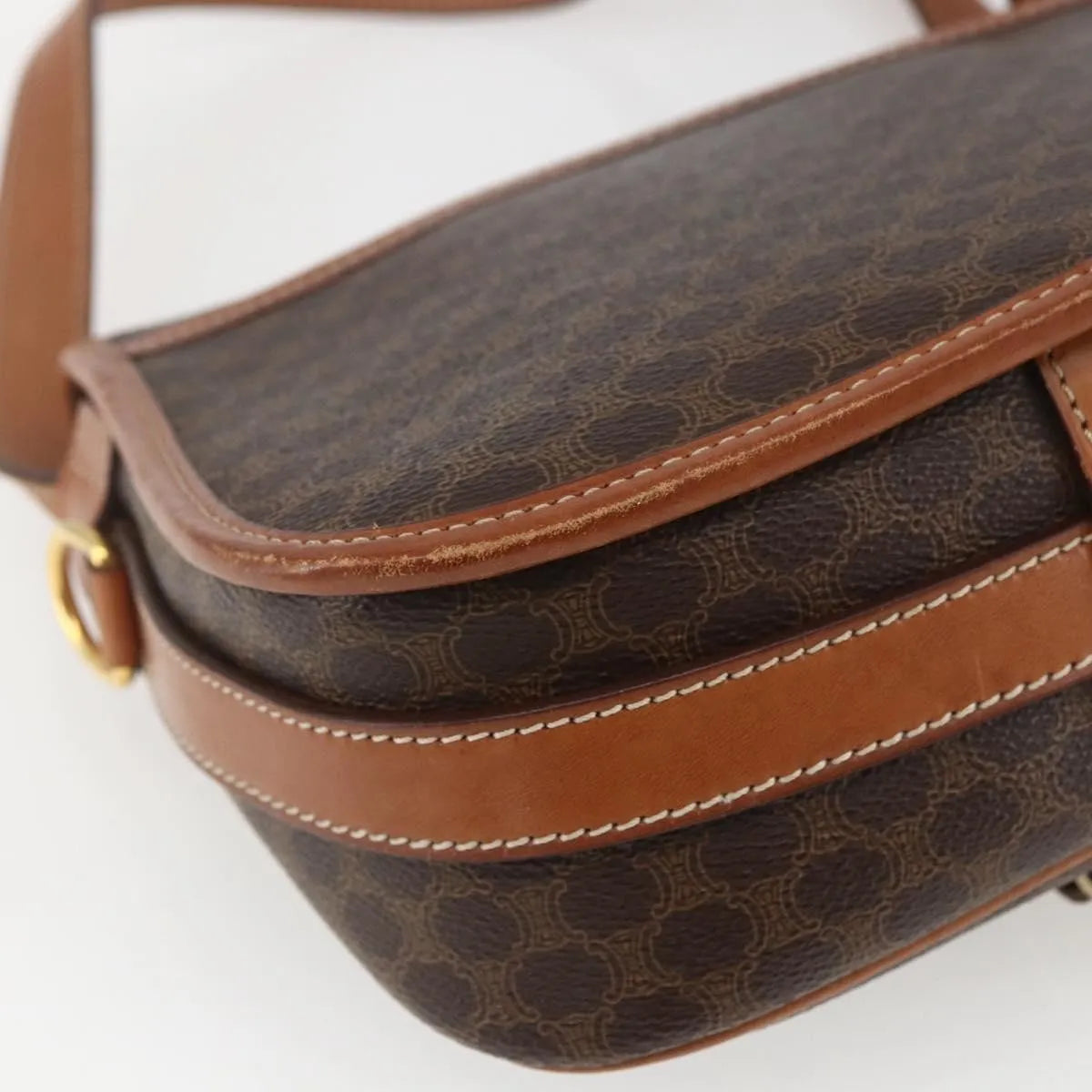 Celine Vintage Macadam Canvas And Leather Brown Canvas Shoulder Bag Bag (Pre-Owned)