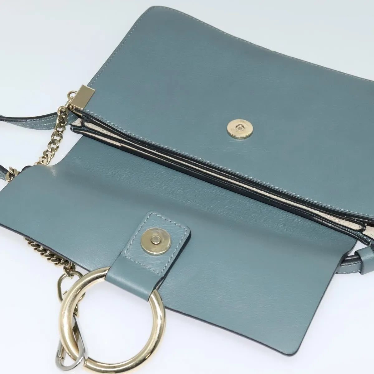 Chloe Faye Shoulder Bag Leather And Suede Blue Suede Shoulder Bag Bag (Pre-Owned)