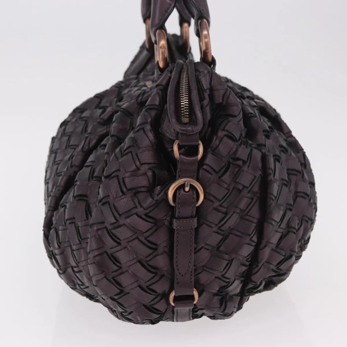 Miu Miu Hobo Woven Leather Purple Leather Handbag (Pre-Owned)
