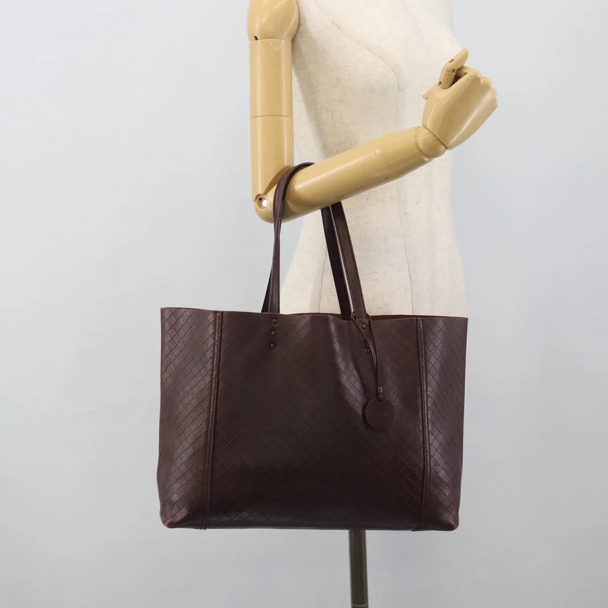 Bottega Veneta Intrecciomirage Tote Leather Brown Leather Tote Bag Bag (Pre-Owned)