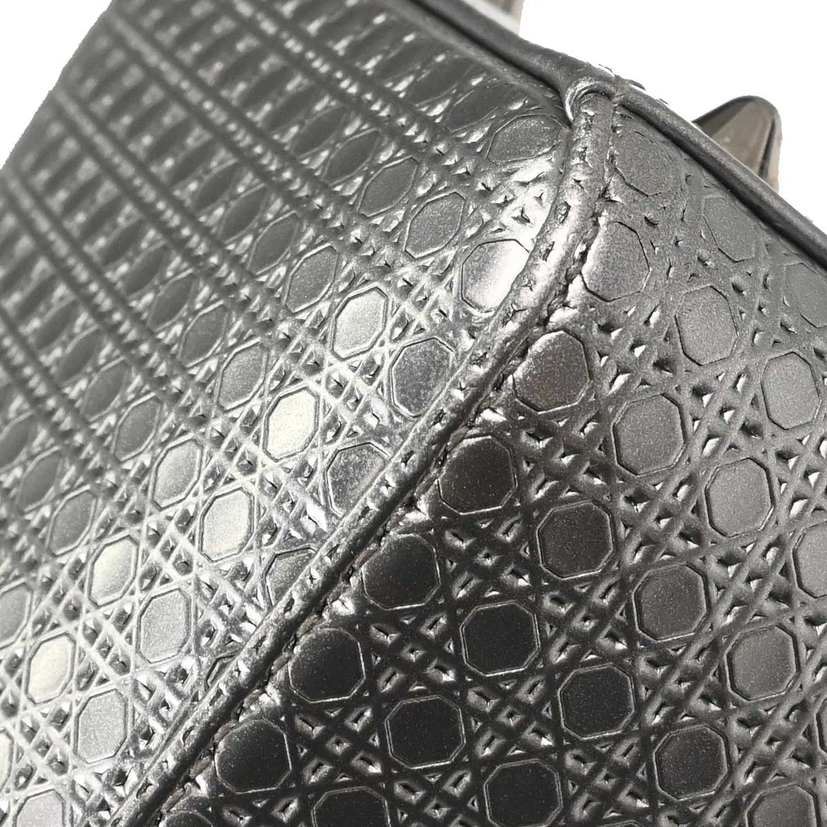 Christian Dior Lady Dior Micro Cannage Metallic Calfskin Silver Calfskin Handbag (Pre-Owned)