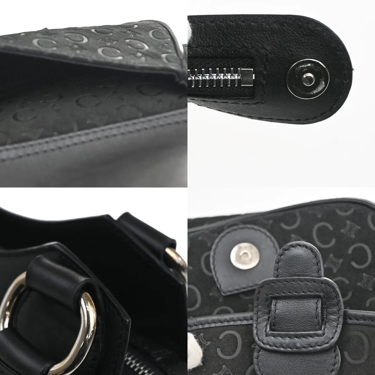 Celine C Macadam Suede Black Suede Shoulder Bag Bag (Pre-Owned)