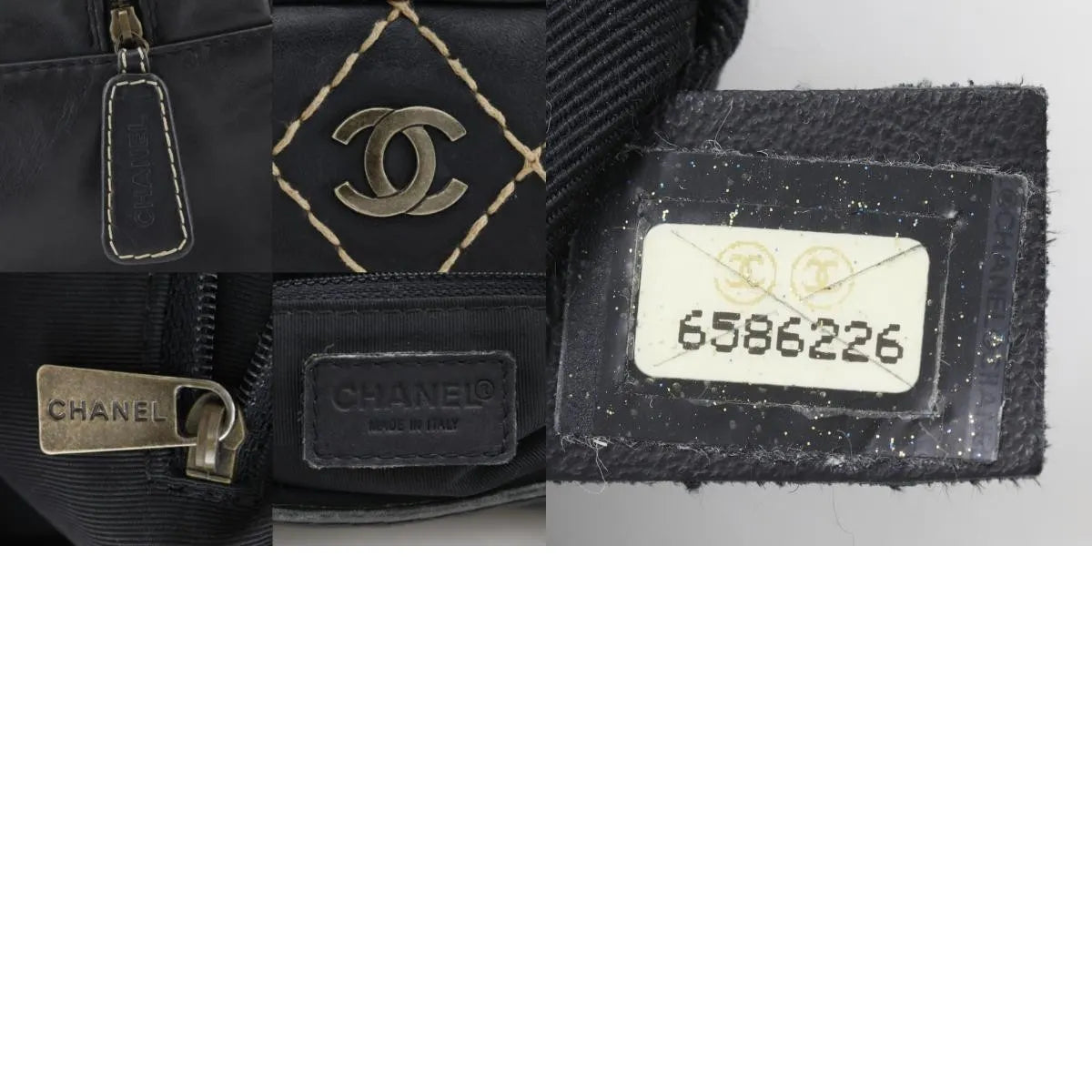 Chanel Surpique Boston Quilted Leather Black Leather Handbag (Pre-Owned)