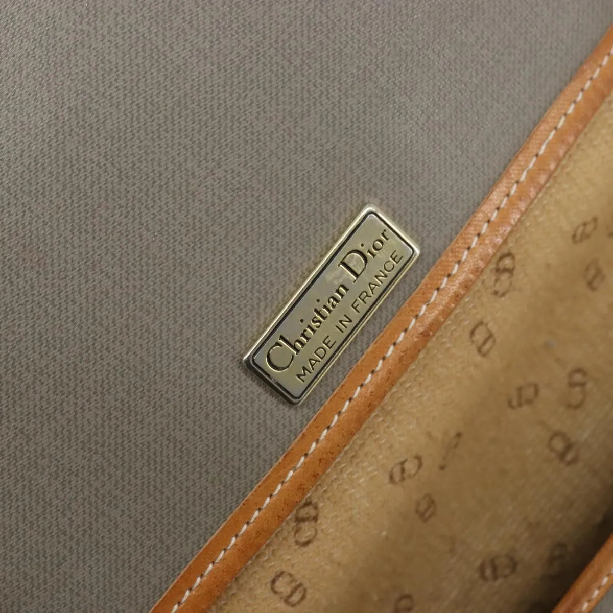 Christian Dior Cd Shoulder Bag Canvas And Leather Gray Canvas Shoulder Bag Bag (Pre-Owned)