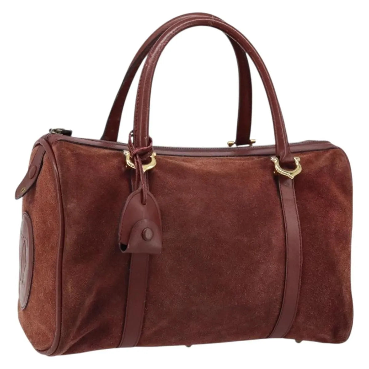 Cartier Must De Cartier Suede Burgundy Suede Handbag (Pre-Owned)
