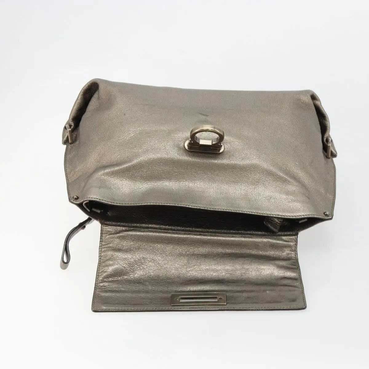Salvatore Ferragamo Sofia Satchel Leather Silver Leather Handbag (Pre-Owned)