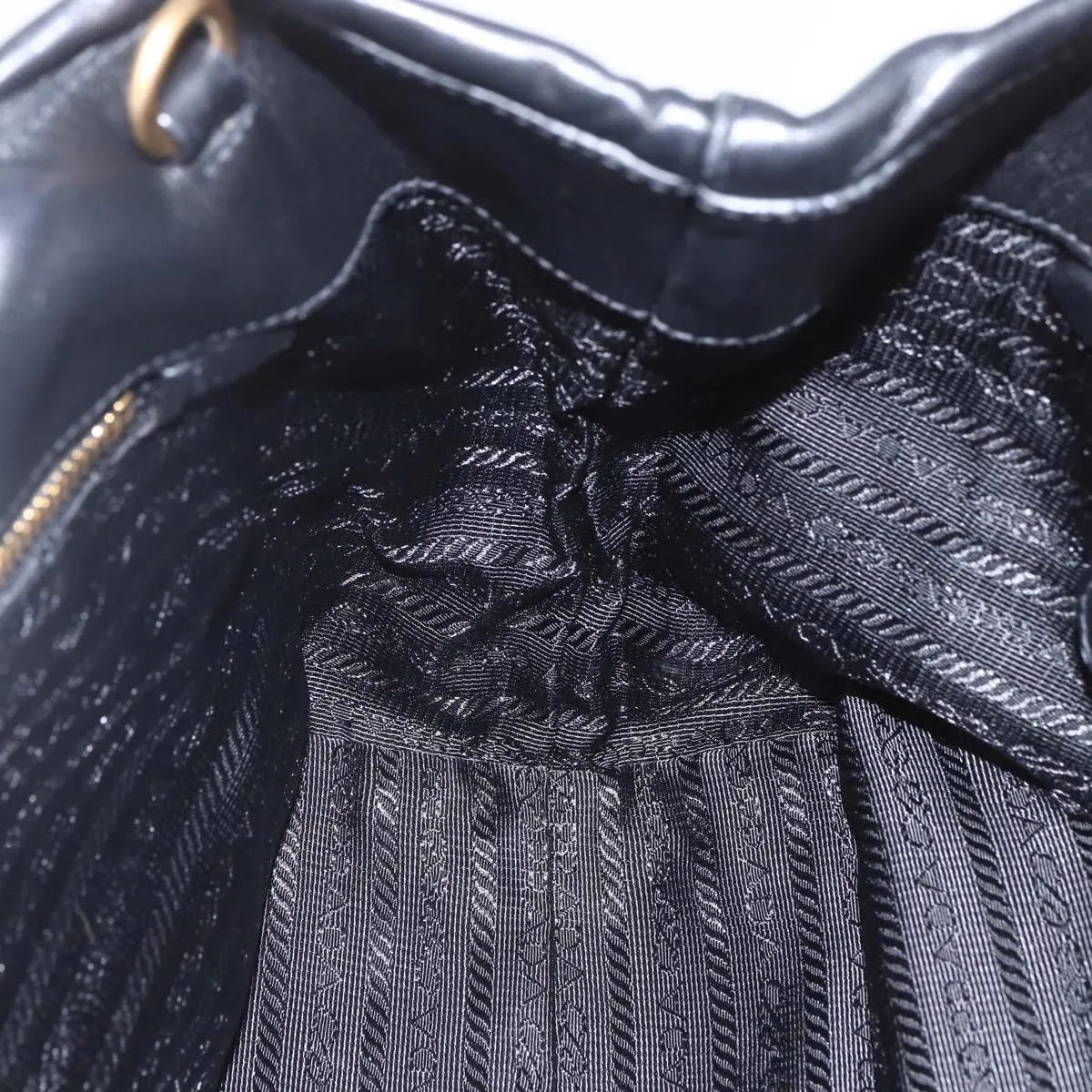 Prada Bow Tote Leather Black Leather Tote Bag Bag (Pre-Owned)