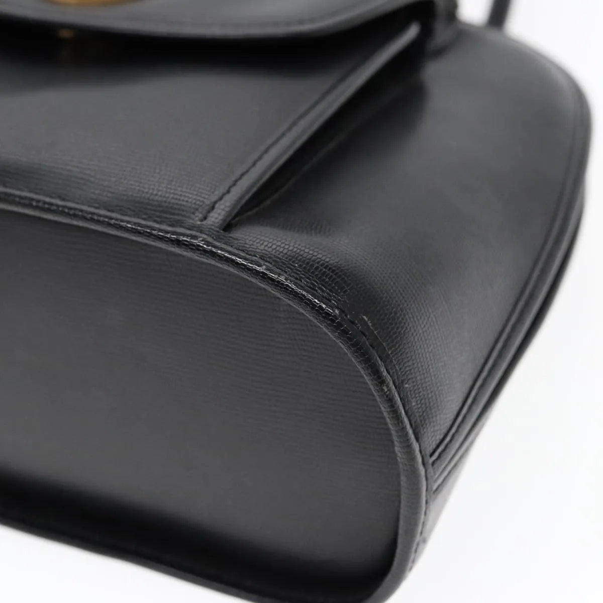 Celine Circle Logo Leather Black Leather Handbag (Pre-Owned)