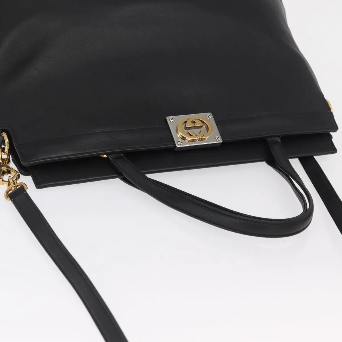 Gucci Linea Matisse Interlocking G Top Handle Tote Leather Black Leather Shoulder Bag Bag (Pre-Owned)