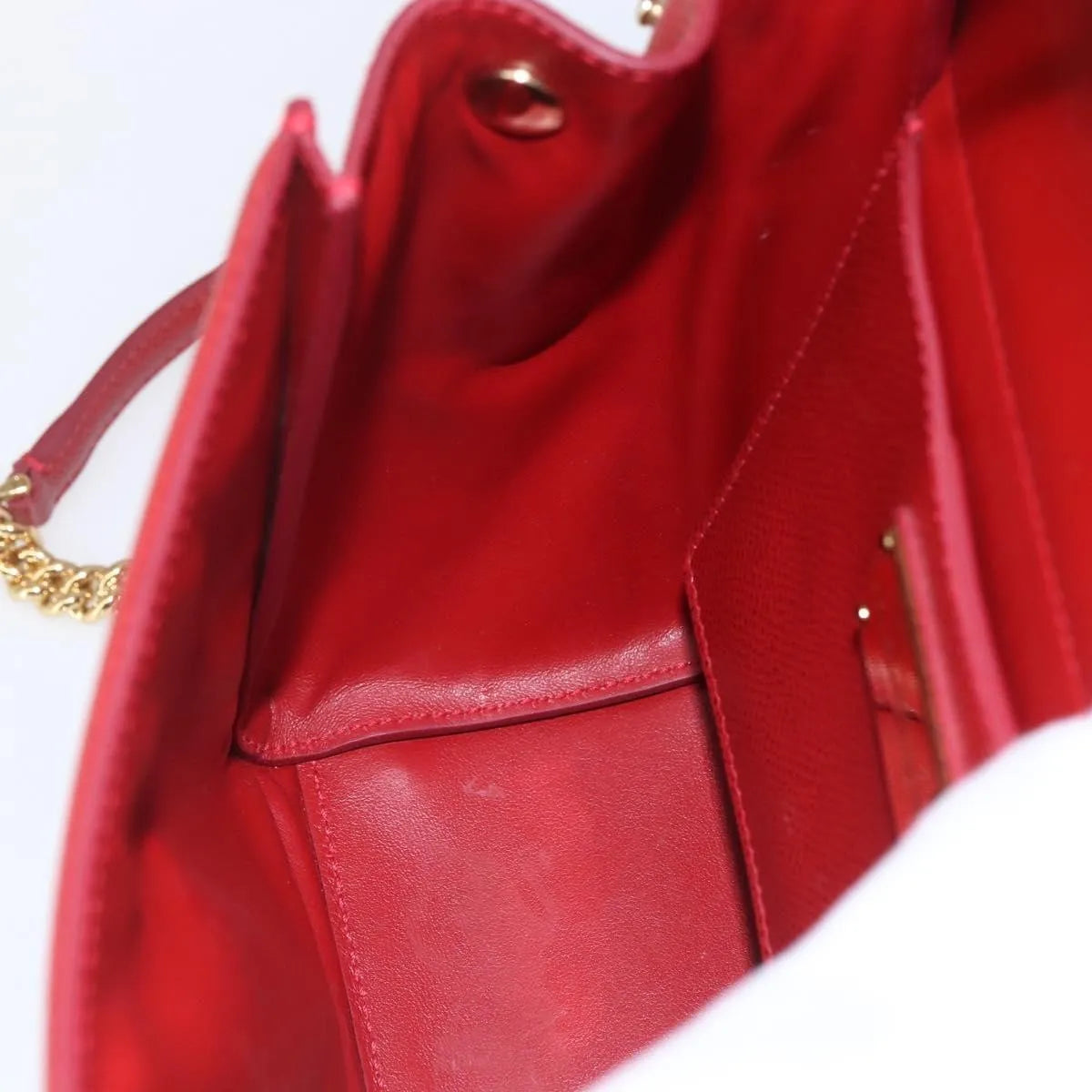 Salvatore Ferragamo Carrie Vara Saffiano Leather Red Leather Shoulder Bag Bag (Pre-Owned)
