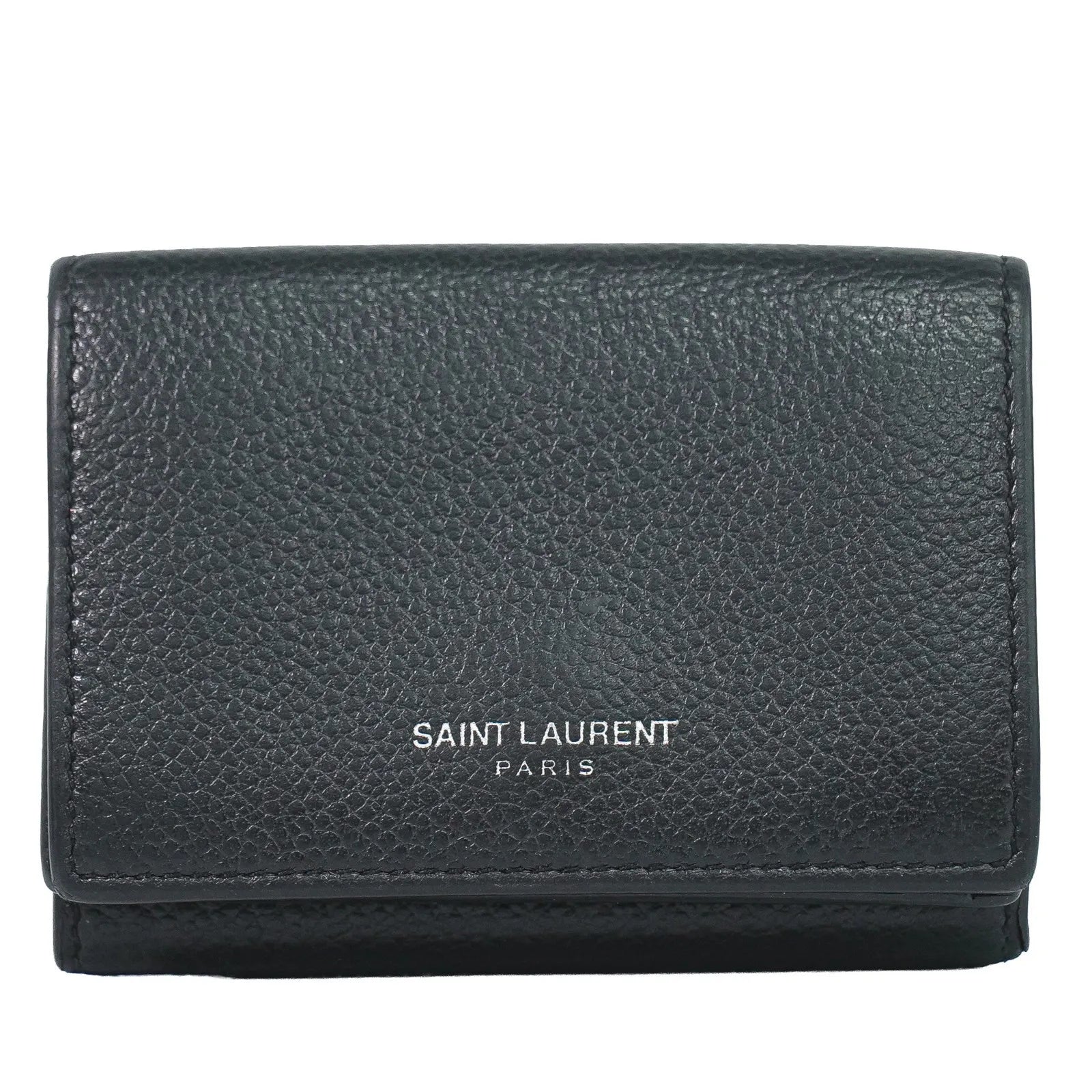 Saint Laurent Compact Matelasse Leather Black Leather Wallets Accessory (Pre-Owned)