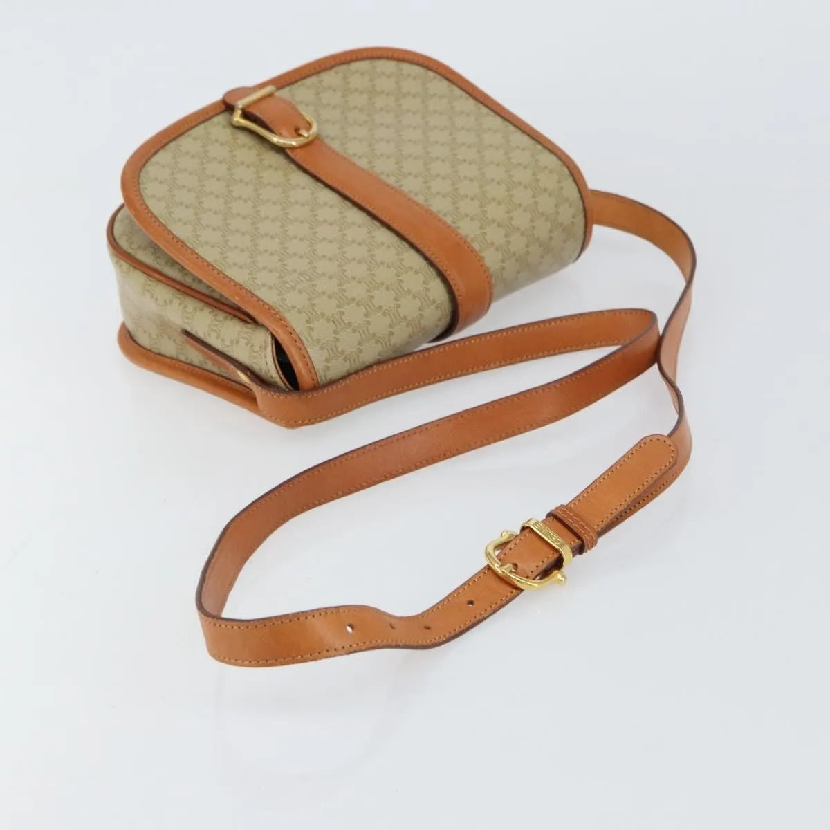 Celine Vintage Macadam Canvas And Leather Beige Canvas Shoulder Bag Bag (Pre-Owned)