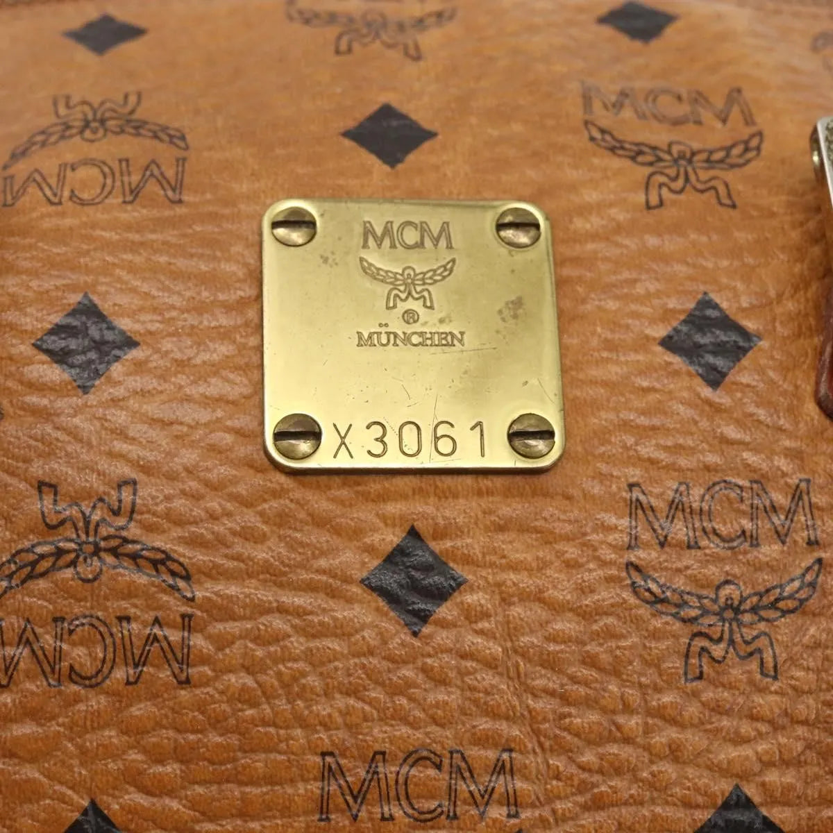 MCM Visetos Logogramme Leather Brown Leather Handbag (Pre-Owned)