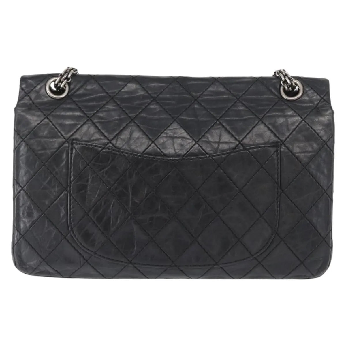Chanel Reissue 2.55 Flap Quilted Aged Calfskin Black Leather Handbag (Pre-Owned)