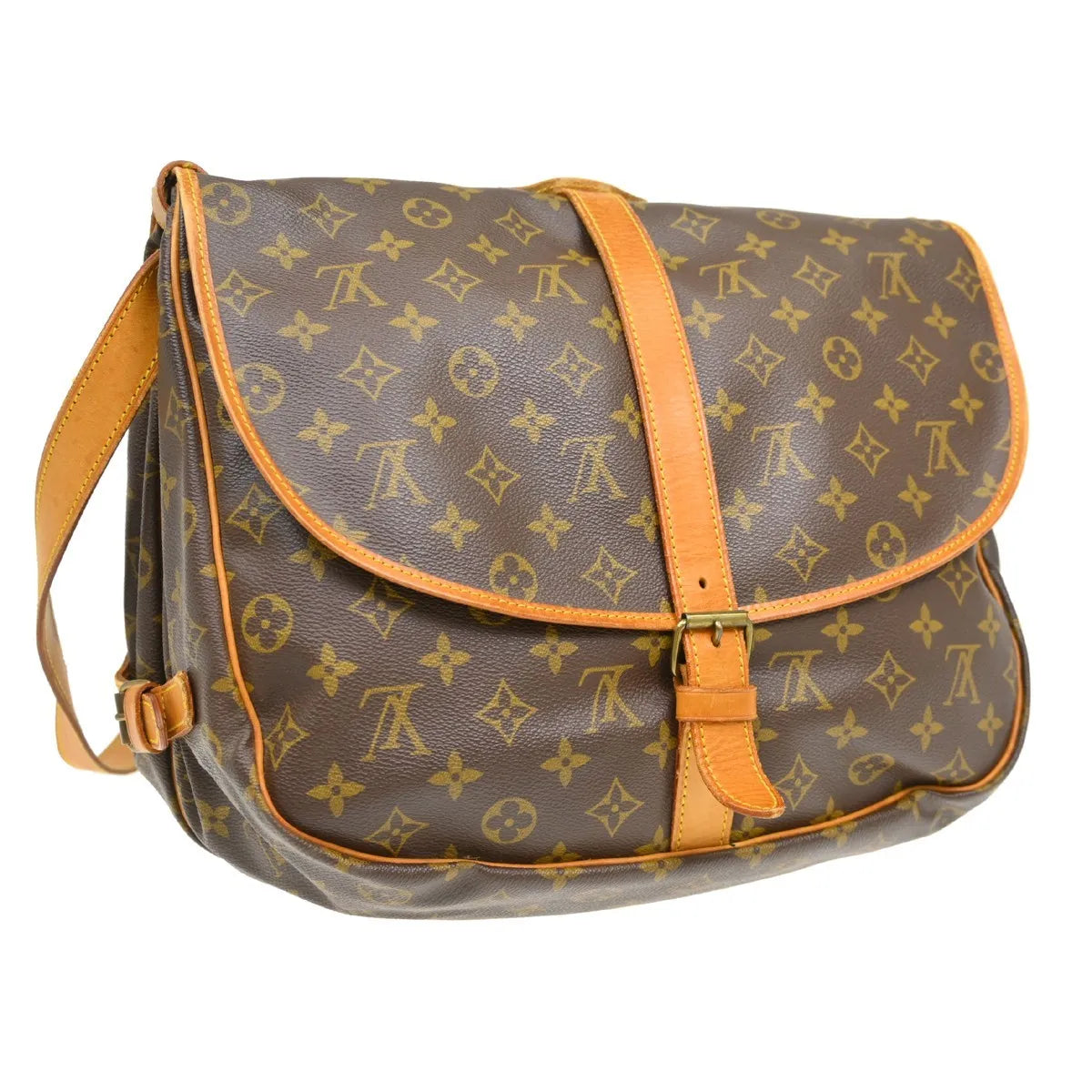 Louis Vuitton Saumur Monogram Canvas Brown Canvas Shoulder Bag Bag (Pre-Owned)