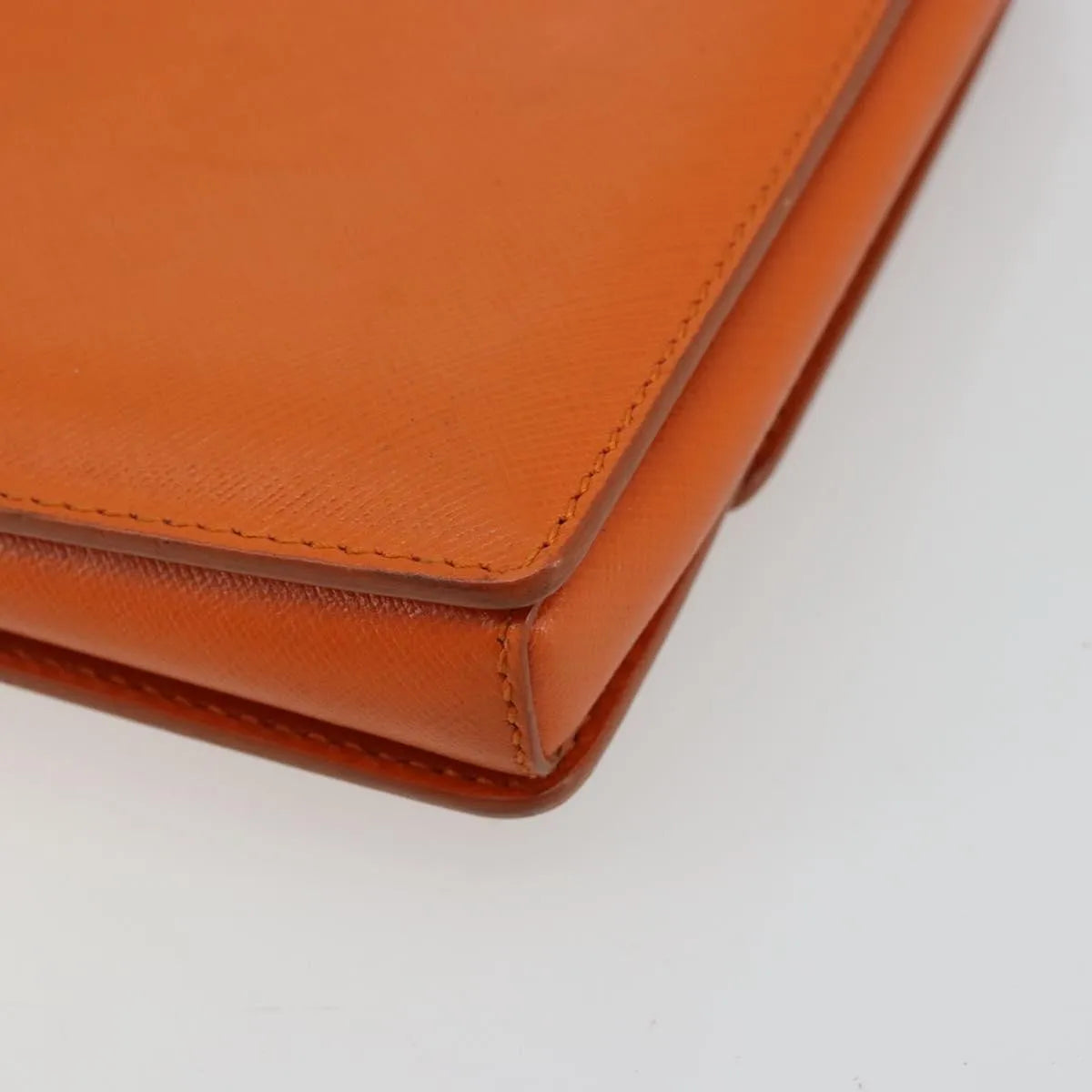 Salvatore Ferragamo Vara Bow Chain Clutch Leather Orange Leather Shoulder Bag Bag (Pre-Owned)