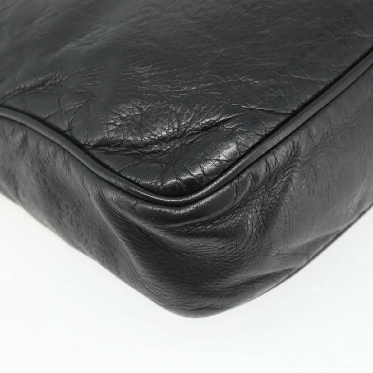 Gucci Front Zip Messenger Guccissima Leather Black Leather Shoulder Bag Bag (Pre-Owned)