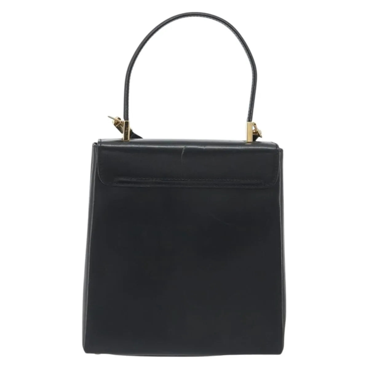 Salvatore Ferragamo Gancini Convertible Top Handle Leather Black Leather Handbag (Pre-Owned)