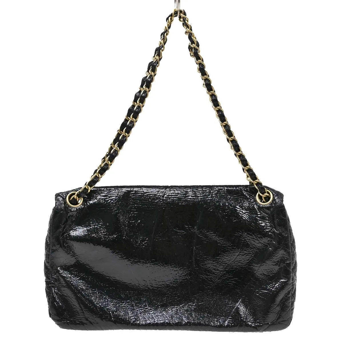 Chanel Rock And Chain Flap Patent Vinyl Black Patent_Leather Shoulder Bag Bag (Pre-Owned)