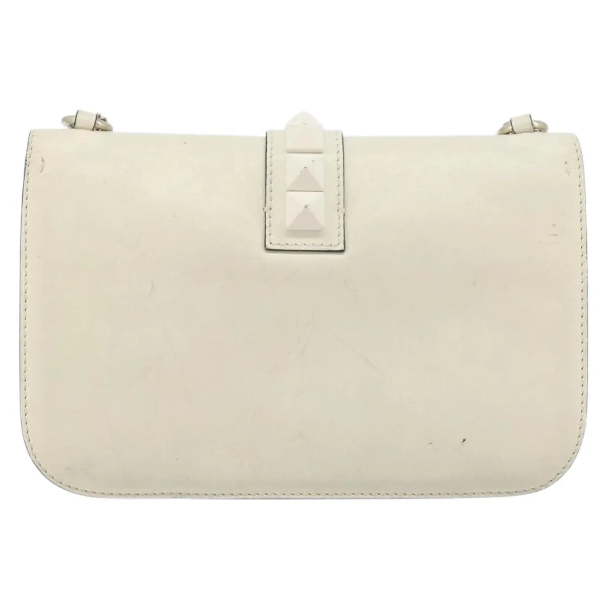 Valentino Garavani Glam Lock Leather White Leather Shoulder Bag Bag (Pre-Owned)