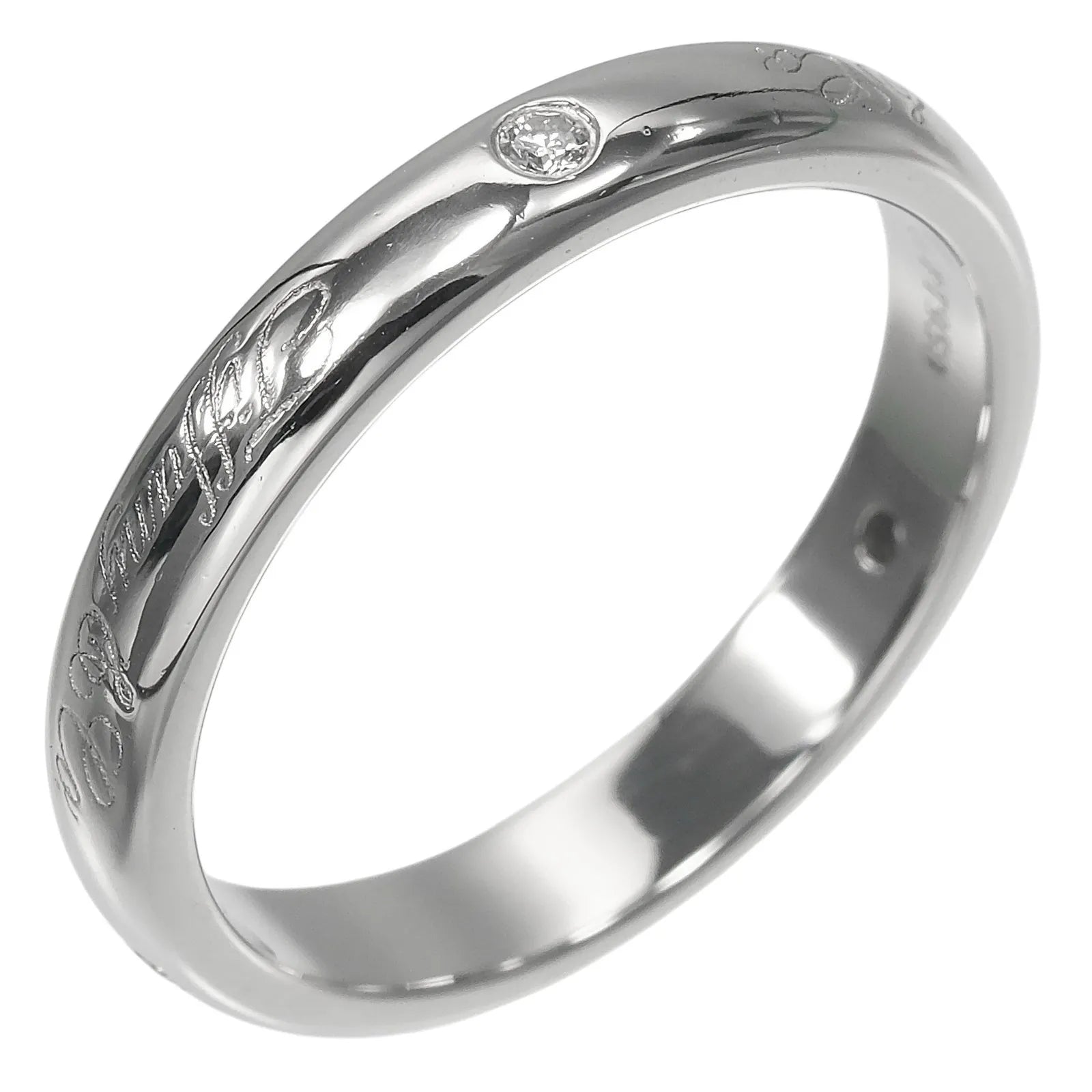 Tiffany & Co. Notes Wedding Band Platinum With Diamonds Silver Platinum Ring Jewelry (Pre-Owned)