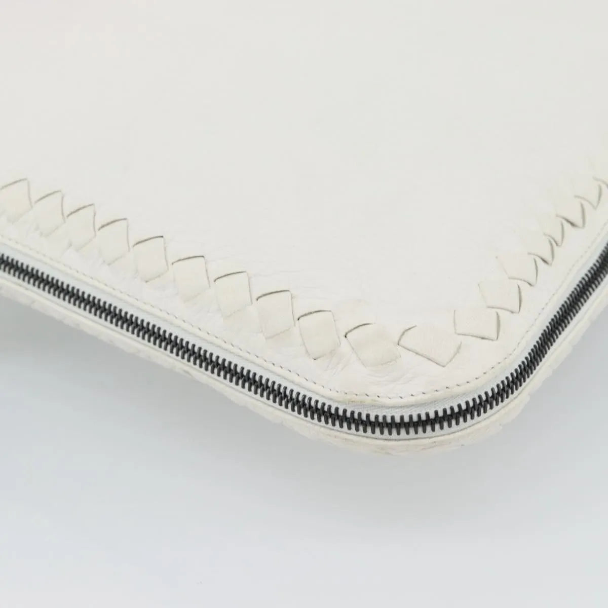 Bottega Veneta Belted Tote Intrecciato Nappa White Leather Tote Bag Bag (Pre-Owned)