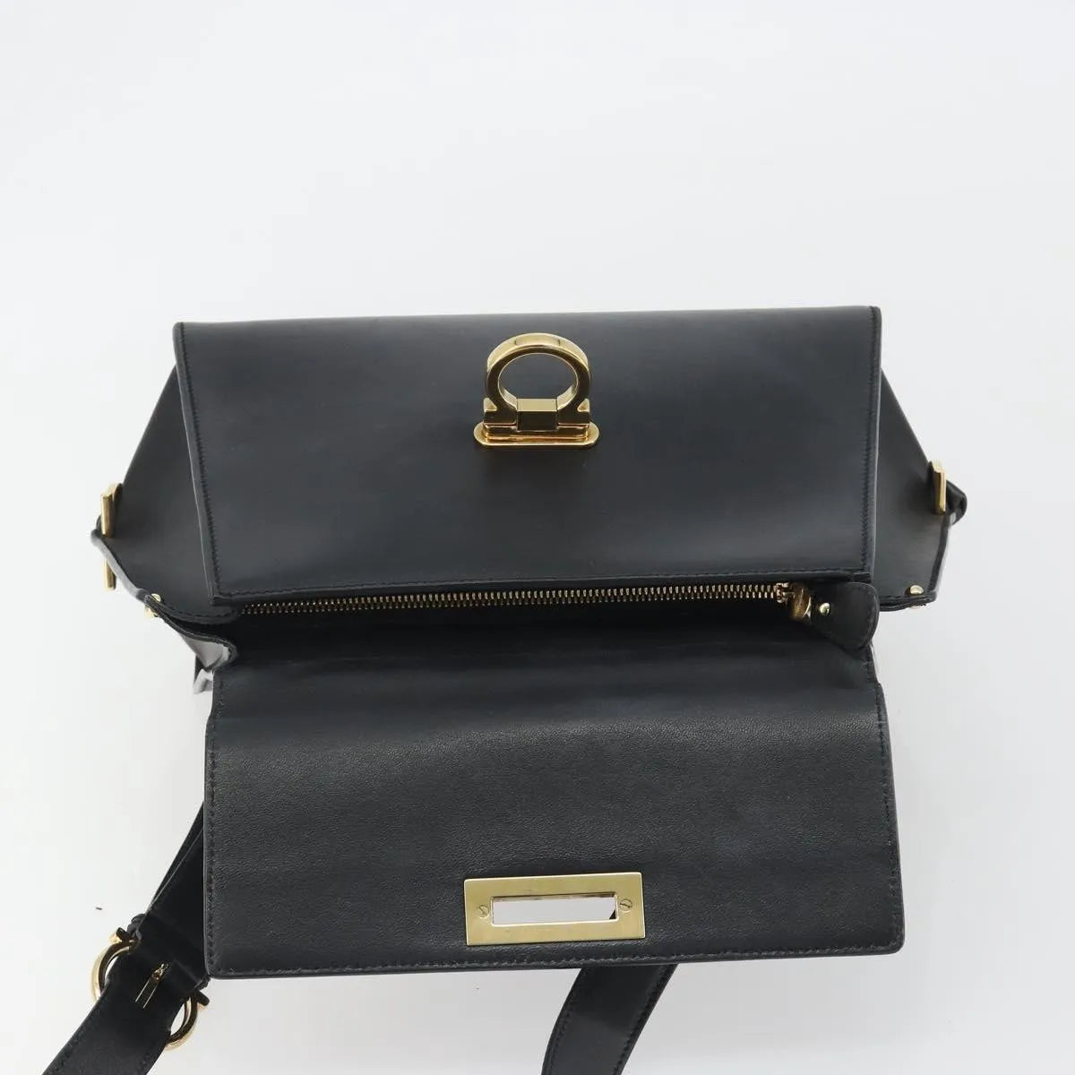 Salvatore Ferragamo Sofia Satchel Smooth Leather Black Leather Handbag (Pre-Owned)