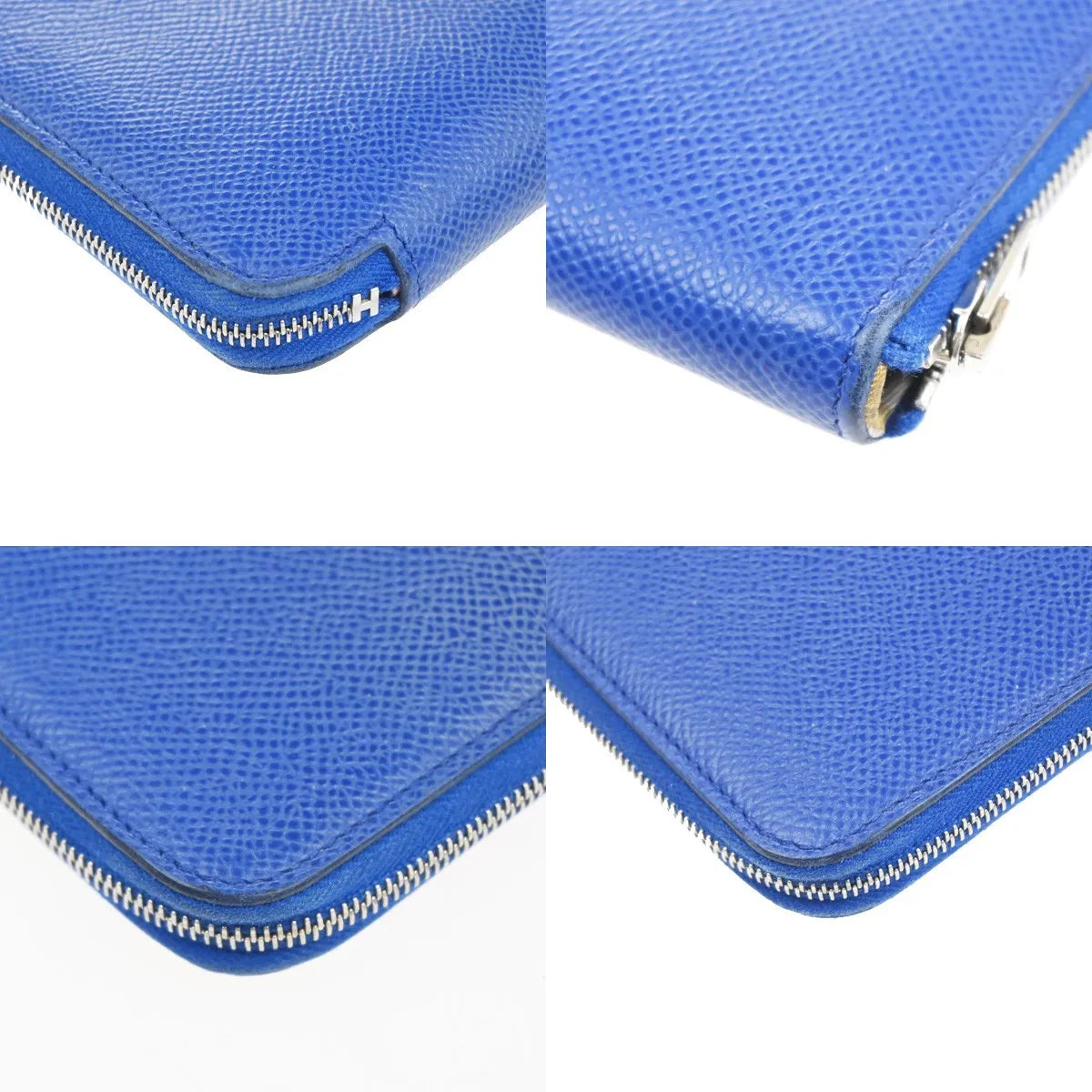 Hermes Azap Zip Around Silk'in Epsom Blue Leather Wallets Accessory (Pre-Owned)