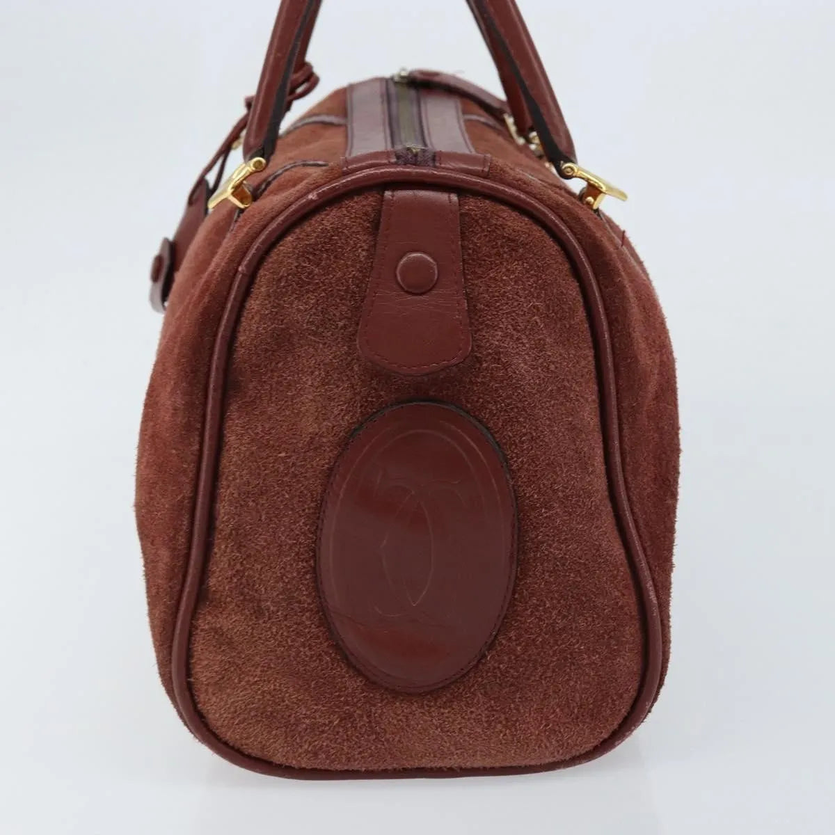 Cartier Must De Cartier Suede Burgundy Suede Handbag (Pre-Owned)