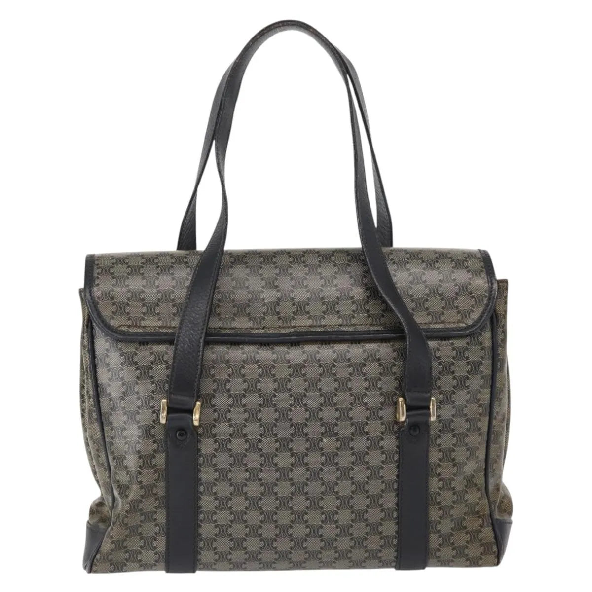 Celine Vintage Macadam Canvas And Leather Black Canvas Shoulder Bag Bag (Pre-Owned)