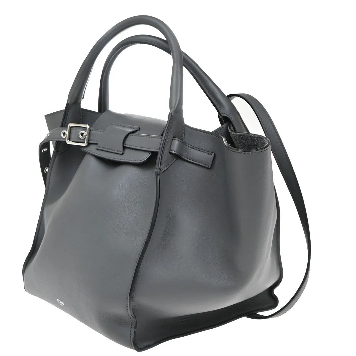 Celine Big Smooth Leather Gray Leather Handbag (Pre-Owned)
