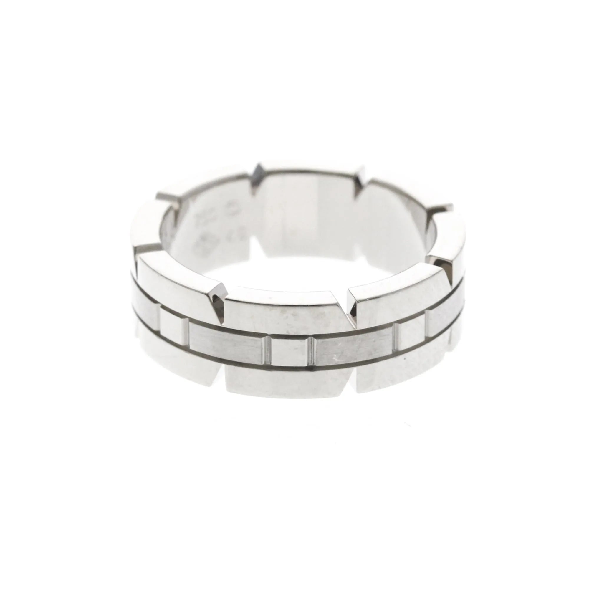 Cartier Tank Francaise 18K White Gold Silver White_Gold Ring Jewelry (Pre-Owned)