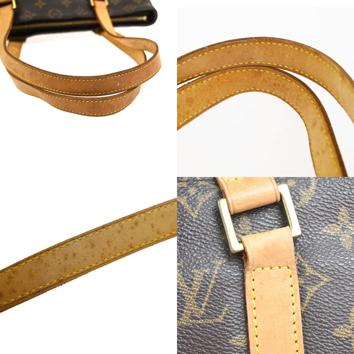Louis Vuitton Cabas Mezzo Monogram Canvas Brown Leather Tote Bag Bag (Pre-Owned)