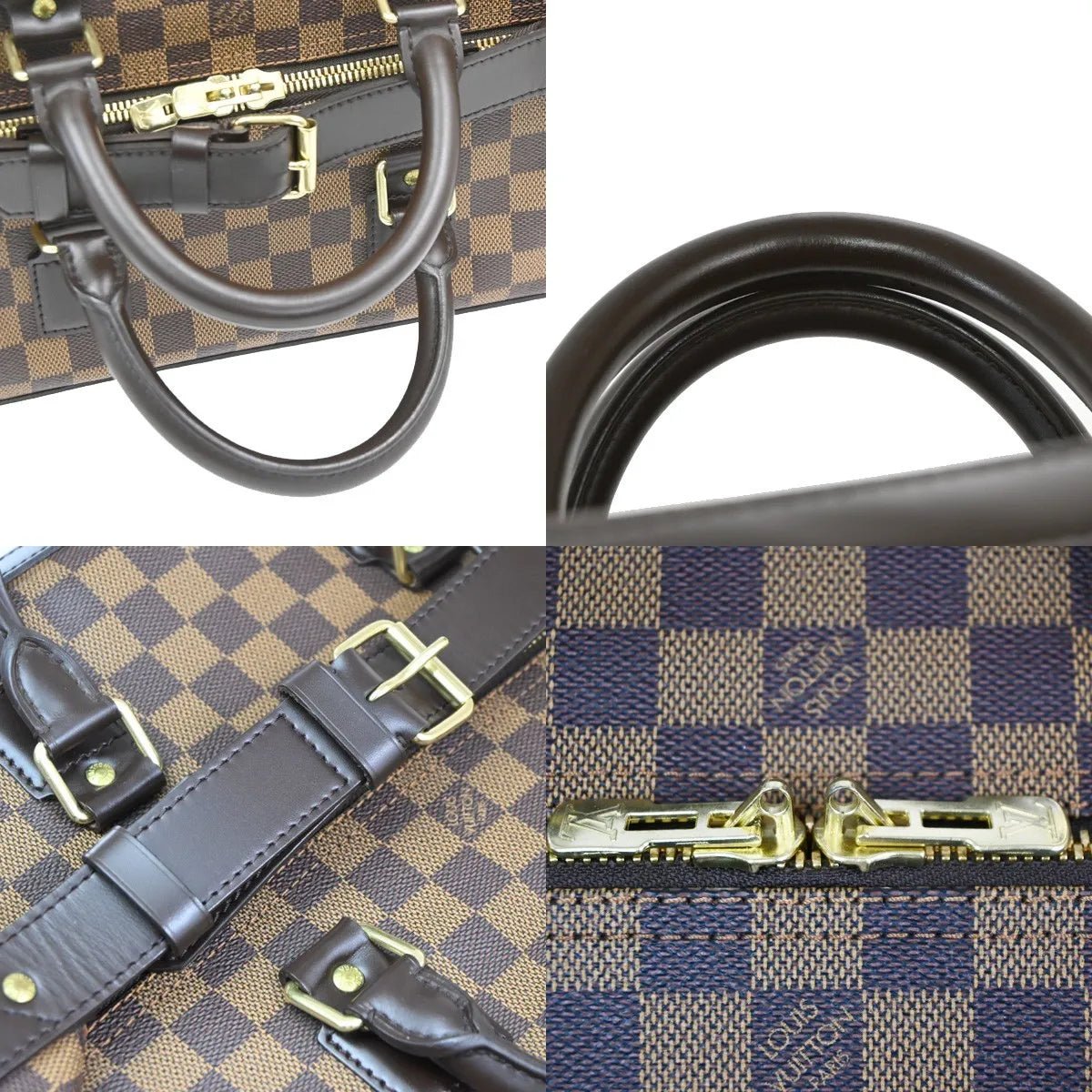Louis Vuitton Grimaud Handbag Damier Brown Leather Travel Bag Bag (Pre-Owned)