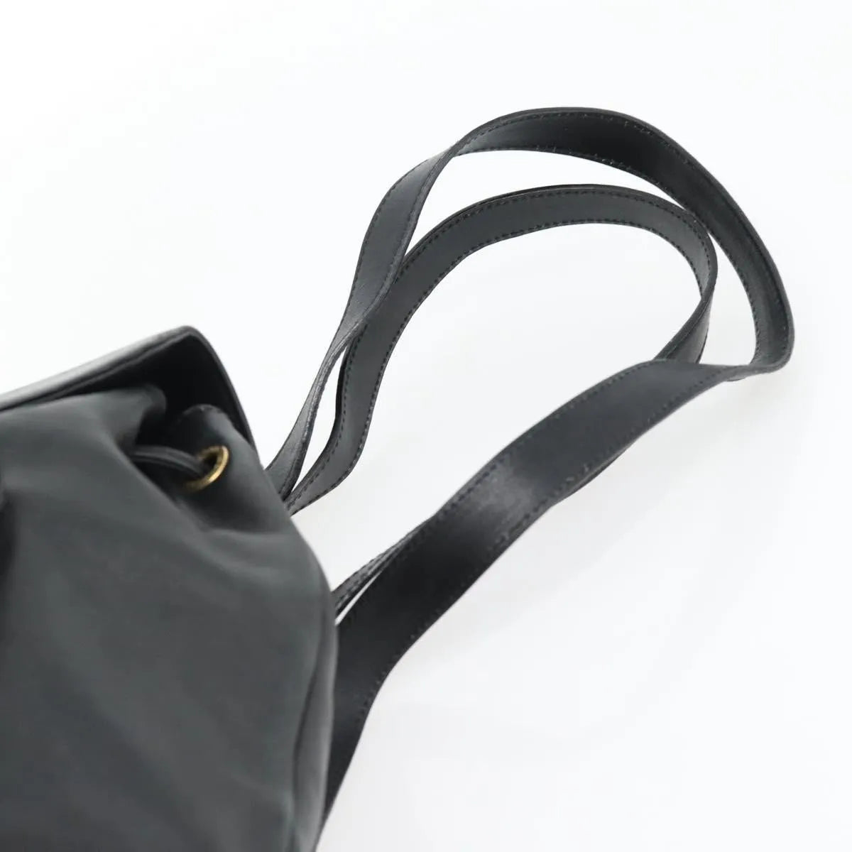 Gucci Vintage Bamboo Leather Black Leather Backpack Bag (Pre-Owned)