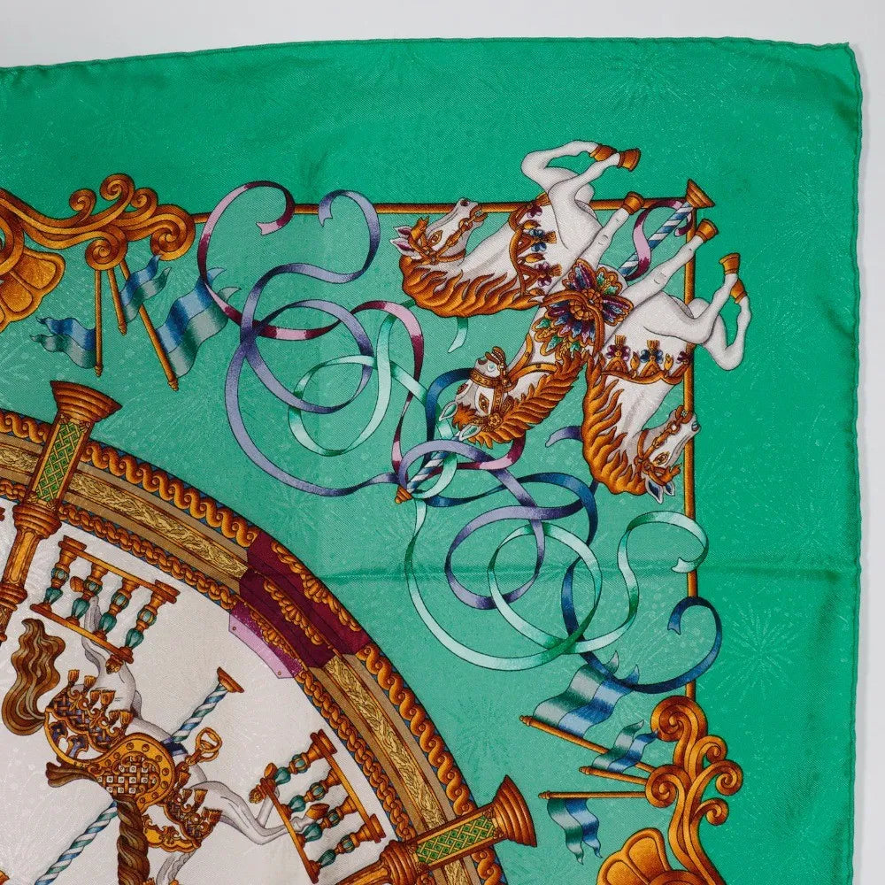 Hermes Carré 90 Silk Multicolor Green Silk Scarve & Shawl Accessory (Pre-Owned)