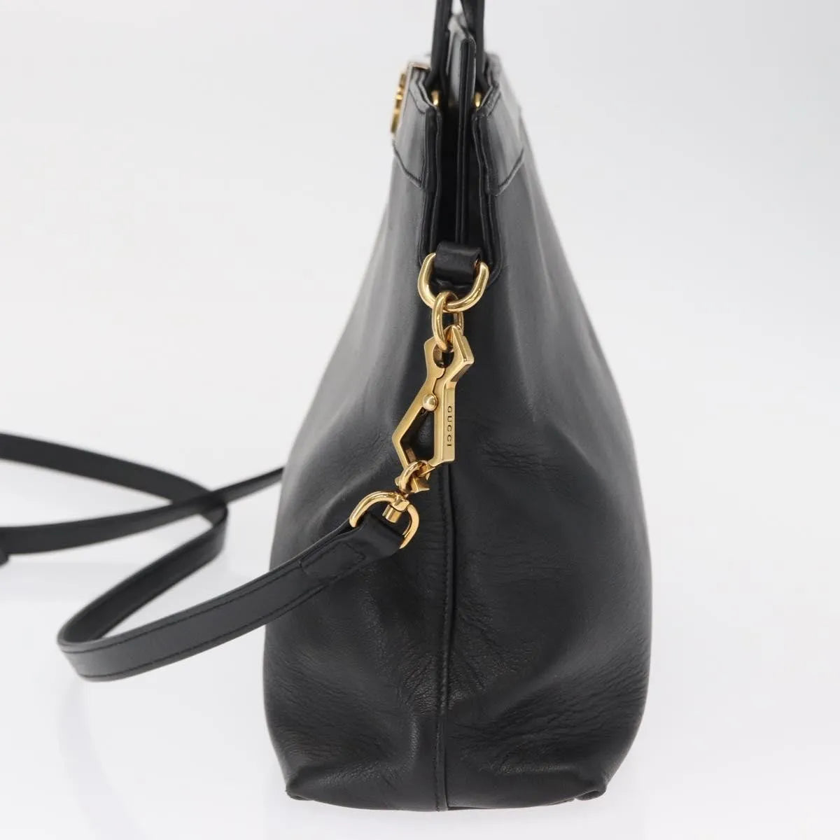 Gucci Linea Matisse Interlocking G Top Handle Tote Leather Black Leather Shoulder Bag Bag (Pre-Owned)